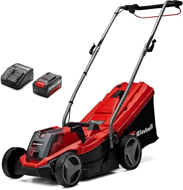 Cortacésped a batería Einhell GE-CM 18/33 Li con chasis de 33 cm y batería Power X-Change