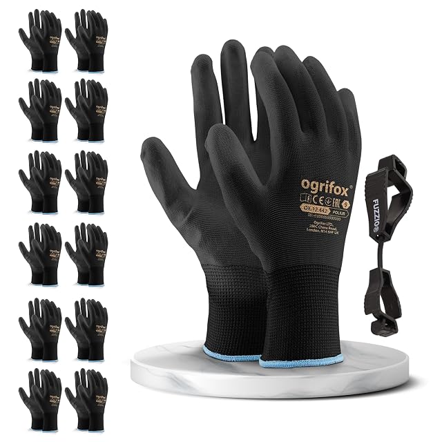 Doce pares de guantes de trabajo recubiertos de poliuretano