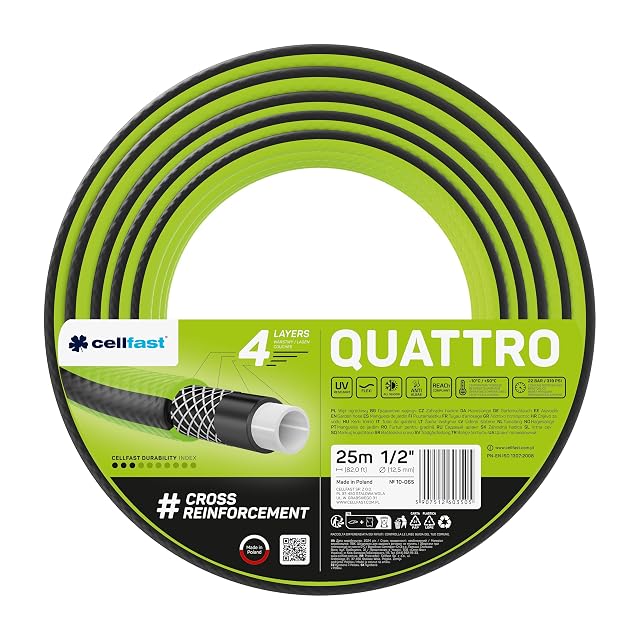 Manguera de jardín Cellfast Quattro de cuatro capas enrollada