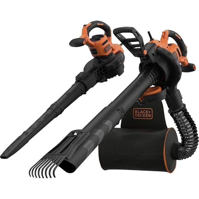 Soplador aspirador con cable BLACK+DECKER BEBLV301 con bolsa de recogida de mochila de 72 litros