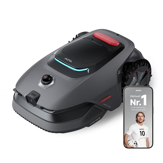 Robot cortacésped MOVA LiDAX Ultra 1200 con navegación LiDAR 3D y ruedas todoterreno