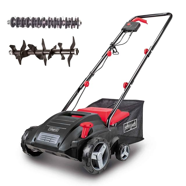 Escarificador eléctrico Scheppach SC32 con 32 cm de anchura de trabajo y recogedor de 30 litros